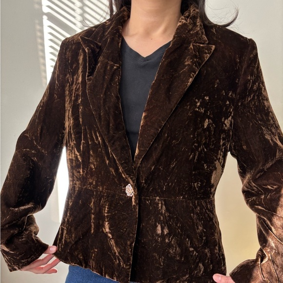 Jackets & Blazers - Y2K Fairycore Brown Velvet Veloir Jacket Fairy Indie Whymsigoth Medium Blazer